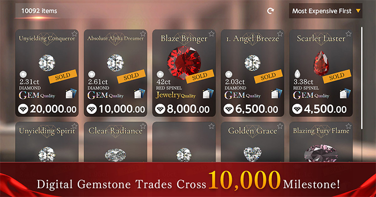 Digital Gemstones Trades Cross 10,000 Milestone: Biggest Trade To-Date Stands At $3480 USD